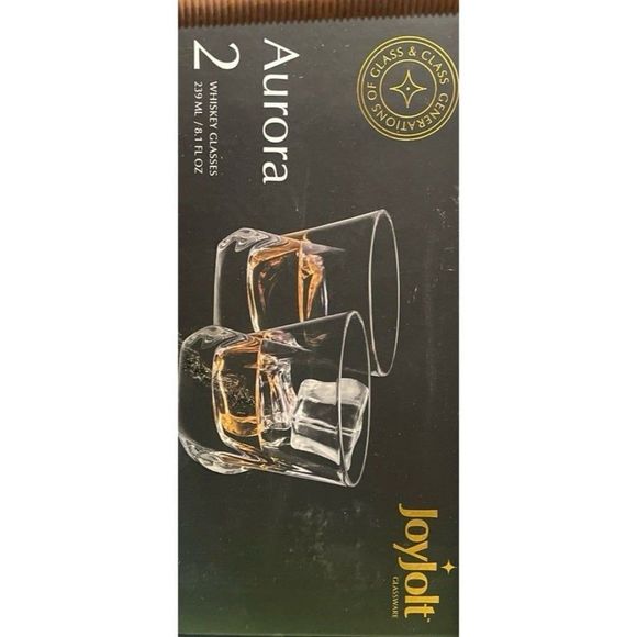 JOYJOLT Aurora Old Fashioned Whiskey Glasses Set of 2 - Picture 2 of 2
